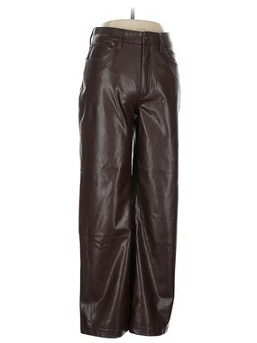 Abercrombie & Fitch Women's Dark Brown Faux Leather Wide-Leg Pants